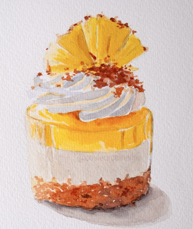 Watercolour illustration — mango dessert